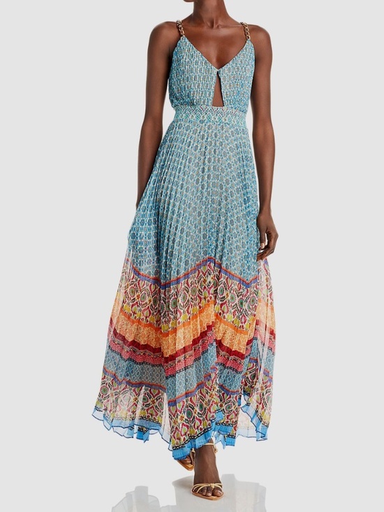 Alice + Olivia Dresses & Skirts - ALICE + OLIVIA GLORIA CHAIN STRAP PLEATED MAXI DRESS